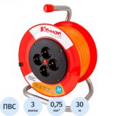 Удлинитель КОМУС ПВС 3х0,75кв.мм. 30м 10А 4 гнезда с/з.,без/загл,IP20,оранж