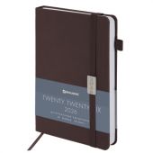 Ежедневник датированный 2026, А5, 138x213 мм, BRAUBERG "Control", под кожу, держатель для ручки, коричневый, 117122
