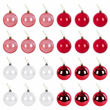 Шары ёлочные 24 шт., 5 см, "Eden Colors", пластик, цвет: красный/жемчужный, ЗОЛОТАЯ СКАЗКА, 591978