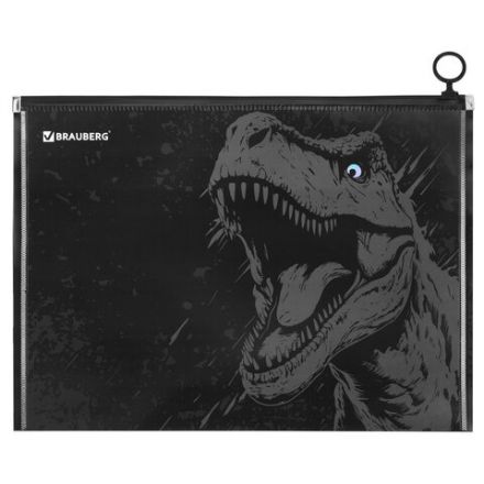 Папка для тетрадей BRAUBERG А4, 1 отделение, пластик, на zip-lock молнии, "Scary dino", 273321 Папка для тетрадей BRAUBERG А4, 1 отделение, пластик, на zip-lock молнии, "Scary dino", 273321