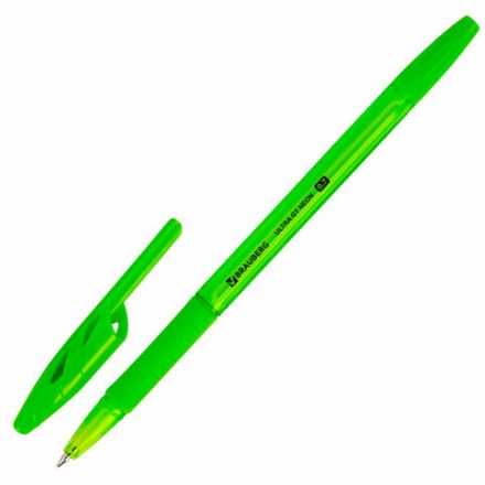 Ручка шариковая с грипом BRAUBERG "ULTRA GT NEON", СИНЯЯ, корпус ассорти, линия 0,35 мм, 144054