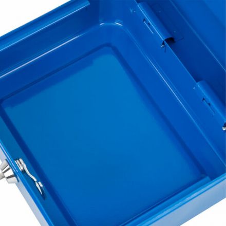 Ящик для денег, ценностей, документов, печатей, 90х160х200 мм, ключевой замок, синий, BRAUBERG, 291351