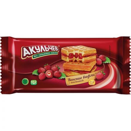 Вафли Акульчев Венские джем земляника, 100 г. Вафли Акульчев Венские джем земляника, 100 г.