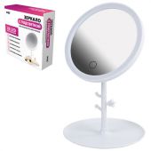 Зеркало настольное с LED-подсветкой для макияжа, диаметр 17 см, 3 режима свечения, аккумулятор 1200 mAh, цвет белый, WBZ (ВБЗ), 609330