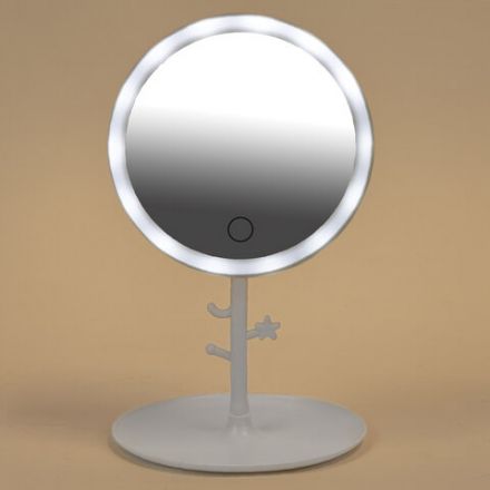 Зеркало настольное с LED-подсветкой для макияжа, диаметр 17 см, 3 режима свечения, аккумулятор 1200 mAh, цвет белый, WBZ (ВБЗ), 609330 Зеркало настольное с LED-подсветкой для макияжа, диаметр 17 см, 3 режима свечения, аккумулятор 1200 mAh, цвет белый, WBZ (ВБЗ), 609330