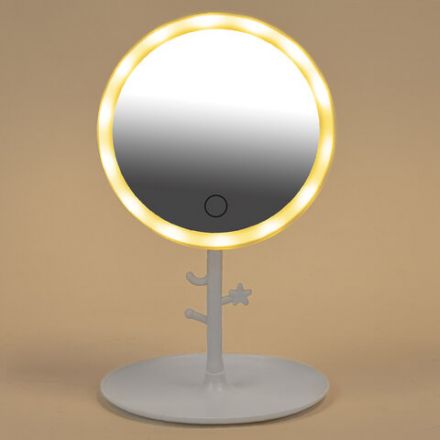 Зеркало настольное с LED-подсветкой для макияжа, диаметр 17 см, 3 режима свечения, аккумулятор 1200 mAh, цвет белый, WBZ (ВБЗ), 609330 Зеркало настольное с LED-подсветкой для макияжа, диаметр 17 см, 3 режима свечения, аккумулятор 1200 mAh, цвет белый, WBZ (ВБЗ), 609330
