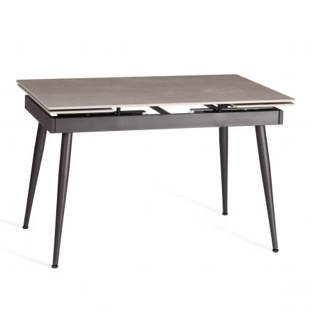 Стол обеденный Lord Grey/Лорд Грей столешница керамика (матовая) /опоры металл, светло-серый/чёрный, (120+30+30)x80x75(+1) см