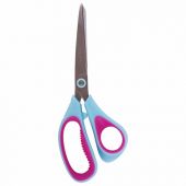 Ножницы BRAUBERG "Universal", 190 мм бирюзово-фиолетовые, ассиметричные, ребристые резиновые вставки, 236452 Ножницы BRAUBERG "Universal", 190 мм бирюзово-фиолетовые, ассиметричные, ребристые резиновые вставки, 236452