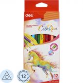Карандаши цветные Deli ColoRun трехгран. тополь 12 цв/наб EC00300 Карандаши цветные Deli ColoRun трехгран. тополь 12 цв/наб EC00300
