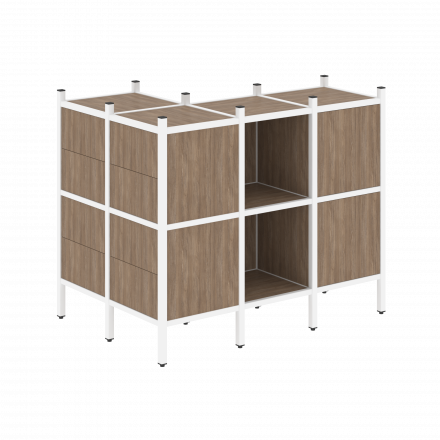 Loft Угловой внешний стеллаж наборный VR.L-51 Дуб аризона/Белый металл 862*1278*1047