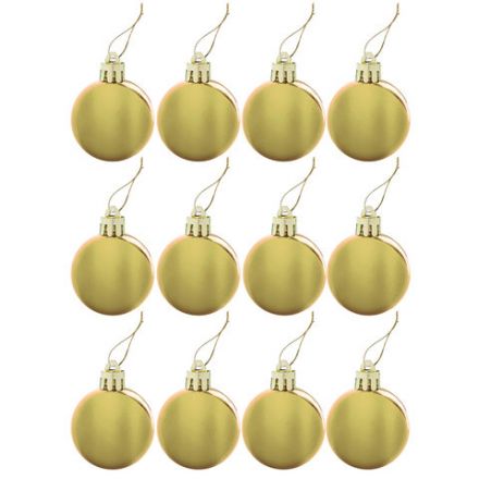 Шары ёлочные 12 шт., 4 см, "Solid Color", пластик, ЗОЛОТИСТЫЕ, глянец, ЗОЛОТАЯ СКАЗКА, 591124
