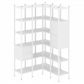 Loft Угловой внутренний стеллаж наборный VR.L-34 Белый бриллиант/Белый металл 1278*1278*2280 Loft Угловой внутренний стеллаж наборный VR.L-34 Белый бриллиант/Белый металл 1278*1278*2280