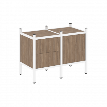 Loft Прямой стеллаж наборный VR.L-01 Дуб аризона/Белый металл 862*446*636 Loft Прямой стеллаж наборный VR.L-01 Дуб аризона/Белый металл 862*446*636