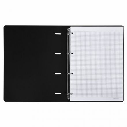 Тетрадь на кольцах БОЛЬШАЯ А4 (240х310 мм), 120 л., под кожу, BRAUBERG VISTA, "Туман", 404515