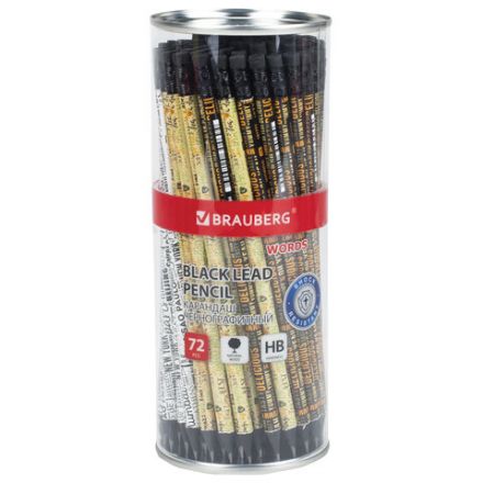 Карандаш чернографитный BRAUBERG "WORDS", 1 шт., HB, с ластиком, корпус ассорти, 181771 Карандаш чернографитный BRAUBERG "WORDS", 1 шт., HB, с ластиком, корпус ассорти, 181771