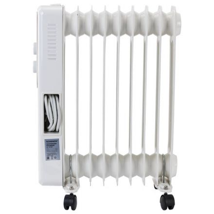 Обогреватель масляный SONNEN DFS-9E, 9 секций, 2000 Вт, 3 режима, механическое управление, белый, 457780