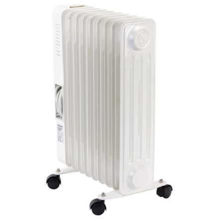 Обогреватель масляный SONNEN DFS-9E, 9 секций, 2000 Вт, 3 режима, механическое управление, белый, 457780