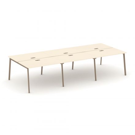 Estetica Рабочая станция на 6 мест ES.D.RS-6.2-LP Сатин/Латте металл 3540*1500*750