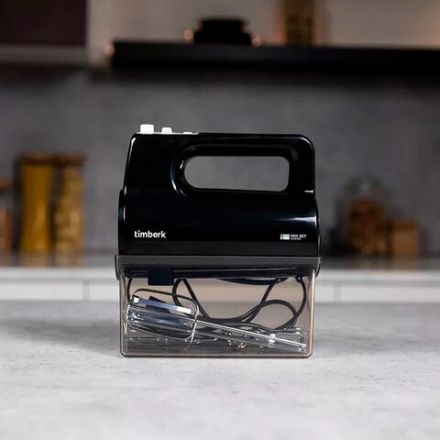 Миксер TIMBERK T-HM40S50, 700 Вт, 5 скоростей, 2 венчика, 2 крюка для теста, контейнер, черный Миксер TIMBERK T-HM40S50, 700 Вт, 5 скоростей, 2 венчика, 2 крюка для теста, контейнер, черный