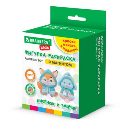 Фигурка-раскраска из гипса "С магнитом", с красками и кистью, ассорти, BRAUBERG KIDS, 666010