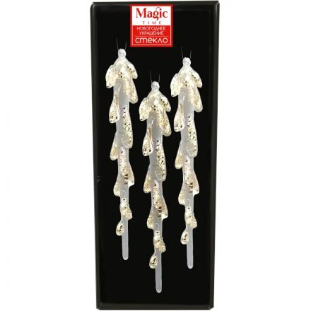 Набор игрушек подвесных из стекла, наб.3 шт / 2X2X14см арт.92631 Набор игрушек подвесных из стекла, наб.3 шт / 2X2X14см арт.92631