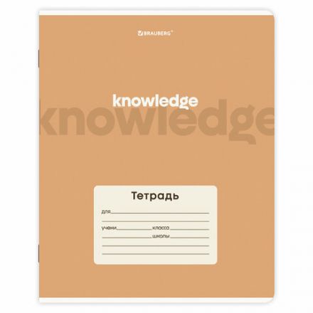 Тетрадь 24 л. BRAUBERG клетка, обложка картон, KNOWLEDGE, 107305