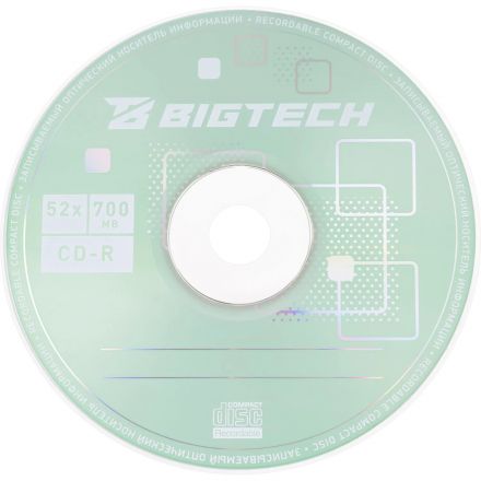 Носители информации Bigtech YCDRB001 CD-R 700 МБ/52х/100шт/уп cake box