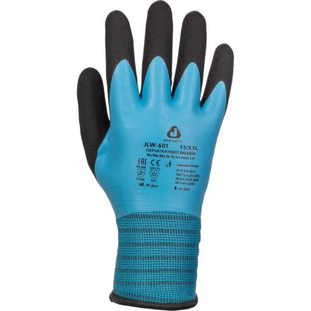 Перчатки трикотажные утепл.с дв.латекс.JetaSafety JLW-601-XXL голубые р.XXL