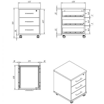 Тумба SL Imago . подкатная ТМ-3.А белый (крем)