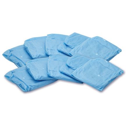 Халат одноразовый голубой на кнопках КОМПЛЕКТ 10 шт., XL, 52-54 размер, 110 см, рукав на резинке, 20 г/м2, СНАБЛАЙН