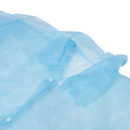 Халат одноразовый голубой на кнопках КОМПЛЕКТ 10 шт., XL, 52-54 размер, 110 см, рукав на резинке, 20 г/м2, СНАБЛАЙН