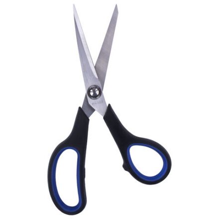 Ножницы BRAUBERG "Soft Grip", 190 мм, черно-синие, резиновые вставки, 3-х сторонняя заточка, 230762