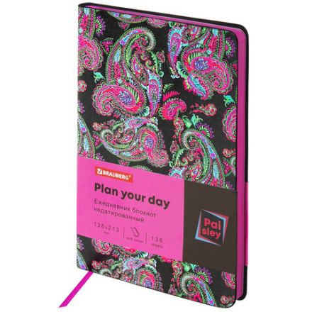 Ежедневник недатированный А5 (138х213 мм), BRAUBERG VISTA, под кожу, гибкий, 136 л., "Paistley", 112039 Ежедневник недатированный А5 (138х213 мм), BRAUBERG VISTA, под кожу, гибкий, 136 л., "Paistley", 112039