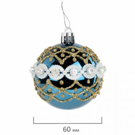 Шары ёлочные 12 шт., 6 см, "Frost Forest", пластик, бирюзовый/золото, ЗОЛОТАЯ СКАЗКА, 592176