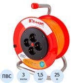 Удлинитель КОМУС ПВС 3х1,5кв.мм. 25м 16А 4 гнезда с/з.,без/загл.,IP20,оранж