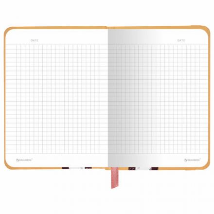 Блокнот с резинкой в клетку 96 л., МАЛЫЙ ФОРМАТ А6, 109х148 мм, твердая обложка, BRAUBERG, "Кофейку?", 116334