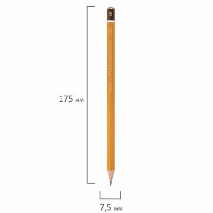 Карандаш чернографитный KOH-I-NOOR 1500, 1 шт., 6B, корпус желтый, заточенный, 150006B01170RU