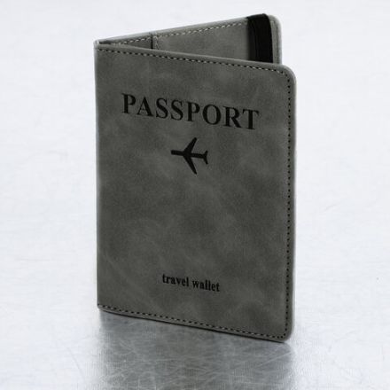 Обложка для паспорта и документов с защитой от считывания, 9 карманов, резинка, экокожа, серая, BRAUBERG, 238749