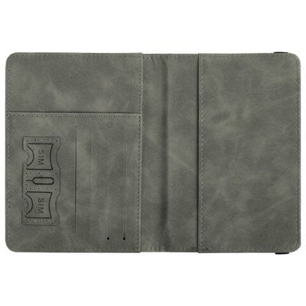 Обложка для паспорта и документов с защитой от считывания, 9 карманов, резинка, экокожа, серая, BRAUBERG, 238749