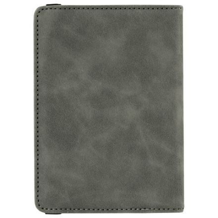 Обложка для паспорта и документов с защитой от считывания, 9 карманов, резинка, экокожа, серая, BRAUBERG, 238749