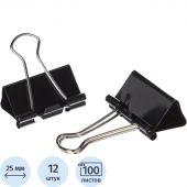 Зажимы для бумаг 25мм 12шт/уп Attache Economy, в карт,кор, цвет черный