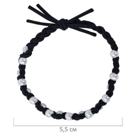 Резинка для волос с плетением, 0,5 см, с бусинами, чёрный, MONTE VITA (МОНТЕ ВИТА), 457054