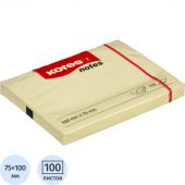 Стикеры Kores 100x75 мм пастельные желтые (1 блок, 100 листов)