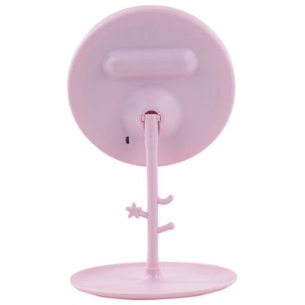 Зеркало настольное с LED-подсветкой для макияжа, диаметр 17 см, 3 режима свечения, аккумулятор 1200 mAh, цвет розовый, WBZ (ВБЗ), 609331