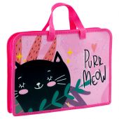 Папка с ручками А4 ArtSpace "Purr Meow", пластик, на молнии, 40мм Папка с ручками А4 ArtSpace "Purr Meow", пластик, на молнии, 40мм