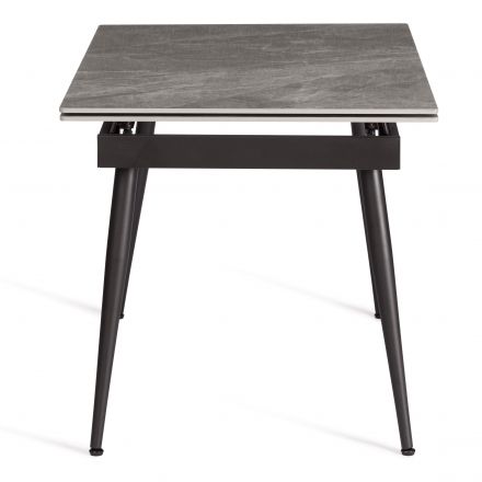 Стол обеденный Lord Grey/Лорд Грей столешница керамика (глянцевая) / опоры металл, серый/чёрный, (120+30+30)x80x75(+1) см