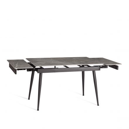 Стол обеденный Lord Grey/Лорд Грей столешница керамика (глянцевая) / опоры металл, серый/чёрный, (120+30+30)x80x75(+1) см