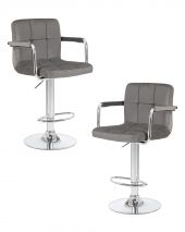 Набор 2 шт Стул барный DOBRIN KRUGER ARM, серый велюр (MJ9-75)