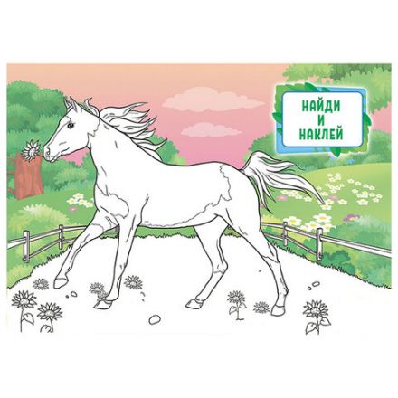 Раскраска с заданиями +56 наклеек "Наклей и раскрась" с цветным фоном, А5, 16 стр., 16,2х23,4 см, АССОРТИ, ЛиС