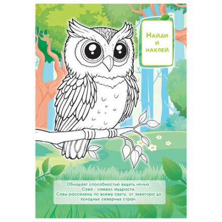 Раскраска с заданиями +56 наклеек "Наклей и раскрась" с цветным фоном, А5, 16 стр., 16,2х23,4 см, АССОРТИ, ЛиС